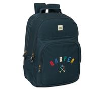 safta HARPER & NEYER - Sac à dos scolaire pour enfants, idéal pour les enfants de différents âges, confortable et polyvalent, qualité et résistance, 32 x 15 x 42 cm, bleu marine, M, Décontracté
