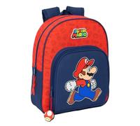 SUPER MARIO TRICK - Sac à dos pour enfants, idéal pour les enfants de différents âges, confortable et polyvalent, qualité et résistance, 28 x 10 x 34 cm, Bleu foncé/rouge, M, Décontracté