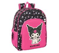 safta Kuromi Sac à dos scolaire pour enfant, adaptable au chariot Idéal pour les enfants d'âge scolaire, confortable et polyvalent, qualité et résistance, 33 x 14 x 42 cm, noir/fuchsia, M