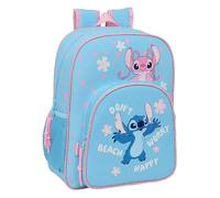 STITCH HAPPY - Sac à dos scolaire pour enfant, adaptable au chariot, idéal pour les enfants d'âge scolaire, confortable et polyvalent, qualité et résistance, 32 x 12 x 38 cm, bleu ciel, M, Décontracté