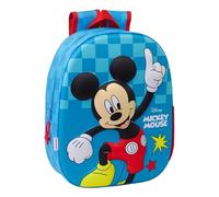 Safta Mickey Mouse 3D - Sac à dos d'école, avec design 3D, adaptable au chariot, idéal pour les enfants de différents âges, confortable et polyvalent, qualité et résistance, 27 x 10 x 33 cm, bleu, M