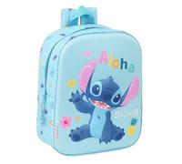 STITCH 3D - Sac à dos de crèche 3D, adaptable au chariot, nettoyage facile, idéal pour les enfants de différents âges, confortable et polyvalent, qualité et résistance, 22 x 10 x 27 cm, bleu clair, M