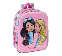 Safta BARBIE 3D - Sac à dos de crèche 3D, adaptable au chariot, nettoyage facile, idéal pour les enfants de différents âges, confortable et polyvalent, qualité et résistance, 22 x 10 x 27 cm, rose, M