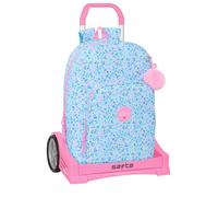 safta VMB Paradis Sac à dos scolaire avec chariot Evolution inclus, idéal pour les enfants de différents âges, confortable et polyvalent, qualité et résistance, Bleu clair/rose clair, M, Décontracté