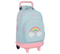 Safta Arcoiris - Grand Sac à Dos à roulettes, Compact, Amovible, idéal pour Enfants de différents âges, Confortable et Polyvalent, qualité et résistance, 33 x 22 x 45 cm, Couleur, Gris, Rose Clair,