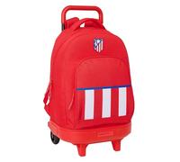 safta Atlético de Madrid - Grand sac à dos à roulettes, compact, amovible, idéal pour les enfants de différents âges, confortable et polyvalent, qualité et résistance, 33 x 22 x 45 cm, couleur rouge,