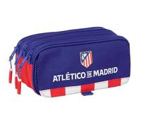 Safta Atlético de Madrid - Trousse triple grande trousse pour enfant, idéale pour les enfants d'âge scolaire, confortable et polyvalente, qualité et résistance, 21,5 x 8 x 10 cm, Rouge, bleu, blanc, M