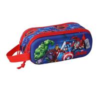 SAFTA Avengers 3D - Trousse Double 3D, Trousse pour Enfant, idéale pour Les Enfants d'âge Scolaire, Confortable et Polyvalente, qualité et résistance, 21 x 6 x 8 cm, Bleu foncé/Rouge, M, Décontracté