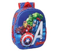 Safta Sac à dos Avengers Marvel 3D 33 cm Maternelle, adaptable au panier bleu foncé/rouge