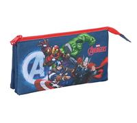 safta Avengers Trousse Triple pour Enfants, idéale pour Les Enfants d'âge Scolaire, Confortable et Polyvalente, qualité et résistance, 22 x 3 x 12 cm