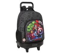 safta Avengers Vendetta - Grand Sac à Dos à roulettes, Compact, Amovible, idéal pour Les Enfants de différents âges, Confortable et Polyvalent, qualité et résistance, 33 x 22 x 45 cm, Noir, M,