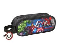 safta Avengers Vendetta - Trousse Double pour Enfant, idéale pour Les Enfants d'âge Scolaire, Confortable et Polyvalente, qualité et résistance, 21 x 6 x 8 cm, Noir, M, Décontracté