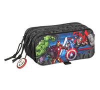 safta Avengers Vendetta - Trousse Triple Grande Trousse pour Enfant, idéale pour Les Enfants d'âge Scolaire, Confortable et Polyvalente, qualité et résistance, 21,5 x 8 x 10 cm, Noir, M, Décontracté