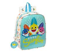 BABY SHARK SURFING Sac à dos pour enfants de différents âges, pratique et polyvalent, 22 x 10 x 27 cm, Bleu et blanc, bleu/blanc, Estándar, Décontracté