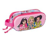 safta Barbie 3D - Trousse Double 3D, Trousse pour Enfant, idéale pour Les Enfants d'âge Scolaire, Confortable et Polyvalente, qualité et résistance, 21 x 6 x 8 cm, Rose, M, Décontracté