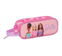 Safta Barbie Love - Trousse Double Enfant, idéale pour Les Enfants d'âge Scolaire, Confortable et Polyvalente, qualité et résistance, 21 x 6 x 8 cm, Rose, Rose, Estándar, Décontracté