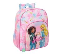 Safta BARBIE PAINTERLY - Sac à dos scolaire pour enfant, adaptable au chariot, idéal pour les enfants d'âge scolaire, confortable et polyvalent, qualité et résistance, 32 x 12 x 38 cm, Rose/bleu ciel,
