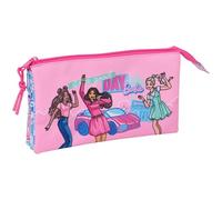 safta BARBIE - Trousse triple, trousse pour enfant, idéale pour les enfants d'âge scolaire, confortable et polyvalente, qualité et résistance, 22 x 3 x 12 cm