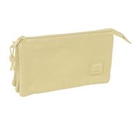 safta Basic Beige - Trousse Triple, Trousse pour Enfant, idéale pour Les Enfants d'âge Scolaire, Confortable et Polyvalente, qualité et résistance, 22 x 3 x 12 cm