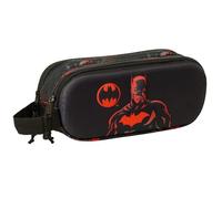 safta Batman 3D Trousse Double 3D, Trousse pour Enfant, idéale pour Les Enfants d'âge Scolaire, Confortable et Polyvalente, qualité et résistance, 21 x 6 x 8 cm, Couleur Noire, Noir, Estándar,
