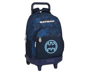 Safta Batman Legendary - Grand Sac à Dos à roulettes, Compact, Amovible, idéal pour Enfants de différents âges, Confortable et Polyvalent, qualité et résistance, 33 x 22 x 45 cm, Bleu Marine, Bleu