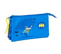 safta Batman PRESCOLAIRE - Trousse Triple, Trousse pour Enfant, idéale pour Les Enfants d'âge Scolaire, Confortable et Polyvalente, qualité et résistance, 22 x 3 x 12 cm, Bleu, M, Décontracté