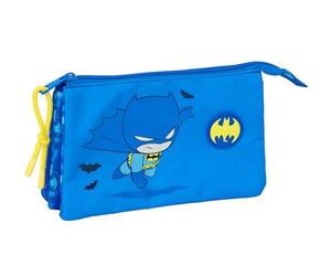 safta Batman PRESCOLAIRE - Trousse Triple, Trousse pour Enfant, idéale pour Les Enfants d'âge Scolaire, Confortable et Polyvalente, qualité et résistance, 22 x 3 x 12 cm, Bleu, M, Décontracté