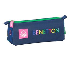 Safta Benetton DAMERO Trousse avec fermeture éclair et compartiment, trousse pour enfant, idéale pour les enfants d'âge scolaire, confortable et polyvalente, qualité et résistance, 21 x 7 x 8 cm, bleu