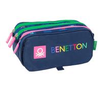 safta Benetton DAMERO Trousse Triple Grande Trousse pour Enfant, idéale pour Les Enfants d'âge Scolaire, Confortable et Polyvalente, qualité et résistance, 21,5 x 8 x 10 cm, Bleu Marine, M,