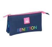 safta Benetton DAMERO Trousse Triple pour Enfant, idéale pour Les Enfants d'âge Scolaire, Confortable et Polyvalente, qualité et résistance, 22 x 3 x 12 cm, Bleu Marine, M, Décontracté
