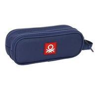 safta Benetton Flag Trousse Double pour Enfant, idéale pour Les Enfants d'âge Scolaire, Confortable et Polyvalente, qualité et résistance, 21 x 6 x 8 cm, Bleu Marine, M, Décontracté