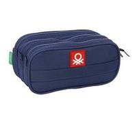 safta Benetton Flag Trousse Triple Grande Trousse pour Enfant, idéale pour Les Enfants d'âge Scolaire, Confortable et Polyvalente, qualité et résistance, 21,5 x 8 x 10 cm, Bleu Marine, M, Décontracté