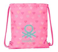 safta Benetton Heart - Grand sac à dos plat, idéal pour les enfants de différents âges, confortable et polyvalent, qualité et résistance, 35 x 40 cm
