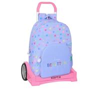 safta Benetton Lila Sac à dos scolaire avec chariot Evolution inclus, idéal pour enfants de différents âges, confortable et polyvalent, qualité et résistance, lilas, M, Décontracté
