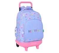 safta Benetton Lilas - Grand Sac à Dos à roulettes, Compact, Amovible, idéal pour Enfants de différents âges, Confortable et Polyvalent, qualité et résistance, 33 x 22 x 45 cm, Lilas, M, Décontracté