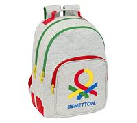 Safta Sac à dos scolaire BENETTON Pop – 32 x 15 x 42 cm, confortable et résistant, Gris