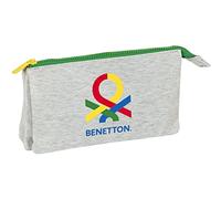 safta Benetton Pop Trousse Triple, Trousse pour Enfant, idéale pour Les Enfants de 5 à 14 Ans, Confortable et Polyvalent, qualité et résistance, 22 x 3 x 12 cm, Gris, Gris, Estándar, décontracté