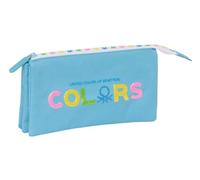 Safta Benetton Spring Trousse Triple pour Enfants, idéale pour Les Enfants d'âge Scolaire, Confortable et Polyvalente, qualité et résistance, 22 x 3 x 12 cm, Couleur Bleu Ciel, Bleu Ciel, Estándar,
