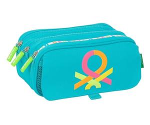 safta Benetton Summer Trousse Triple Grande Trousse pour Enfant, idéale pour Les Enfants d'âge Scolaire, Confortable et Polyvalente, qualité et résistance, 21,5 x 8 x 10 cm, Bleu, M, Décontracté