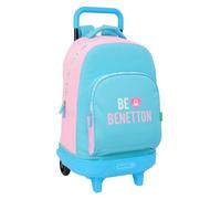 safta Benetton Unique - Grand Sac à Dos à roulettes, Compact, Amovible, idéal pour Les Enfants de différents âges, Confortable et Polyvalent, qualité et résistance, 33 x 22 x 45 cm, Bleu
