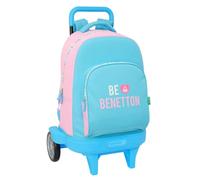 safta Benetton Unique - Grand sac à dos à roulettes, compact évolution, amovible, idéal pour les enfants de différents âges, confortable et polyvalent, qualité et résistance, 33 x 22 x 45 cm, Bleu