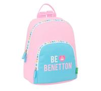 Safta Benetton Unique - Mini sac à dos pour un usage quotidien, idéal pour les enfants de différents âges, confortable et polyvalent, qualité et résistance, 25 x 13 x 30 cm, Bleu turquoise/rose clair,