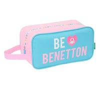 Safta Benetton Unique - Sac à Chaussures Moyen, Multi-usages, Trousse de Sport, extrascolaire, Football, Confortable et Polyvalent, 29 x 14 x 15 cm, Bleu Turquoise/Rose Clair, M, Décontracté