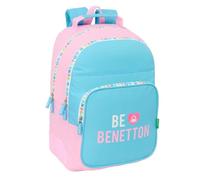 safta Benetton Unique - Sac à dos scolaire pour enfants, idéal pour enfants de différents âges, confortable et polyvalent, qualité et résistance, 32 x 15 x 42 cm, Bleu turquoise/rose clair, M,