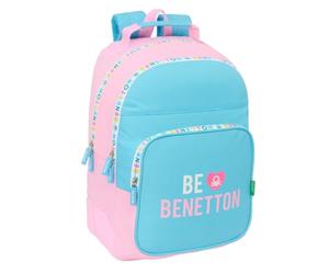 safta Benetton Unique - Sac à dos scolaire pour enfants, idéal pour enfants de différents âges, confortable et polyvalent, qualité et résistance, 32 x 15 x 42 cm, Bleu turquoise/rose clair, M,