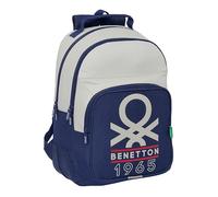 Safta Benetton Varsity - Sac à dos scolaire pour enfants, idéal pour enfants de différents âges, confortable et polyvalent, qualité et résistance, 32 x 15 x 42 cm, couleur bleu marine/gris, bleu
