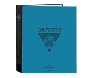 Safta BLACKFIT8 CALIFORNIA - Classeur Folio 4 anneaux, idéal pour enfants de différents âges, confortable et polyvalent, qualité et résistance, 27 x 6 x 33 cm, Noir/bleu, M, Décontracté