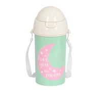 Safta BLACKFIT8 Moon Gourde à ouverture automatique, avec paille, bouteille d'eau, sans BPA, avec bandoulière, confortable et légère, 500 ml, 7,3 x 19,5 cm, vert