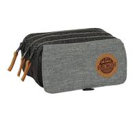 safta BLACKFIT8 Old School Trousse Triple recyclée, idéale pour Les Enfants d'âge Scolaire, Confortable et Polyvalente, qualité et résistance, 21,5 x 8 x 10 cm, Noir/Gris, M, Décontracté