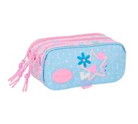 BLACKFIT8 SMILE Trousse triple grande trousse pour enfant, idéale pour les enfants d'âge scolaire, confortable et polyvalente, qualité et résistance, 21,5 x 8 x 10 cm, Bleu clair/rose clair, M